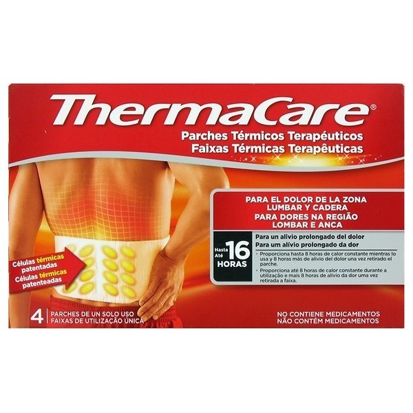 Thermacare zona lumbar y cadera 4 parches termicos Thermacare